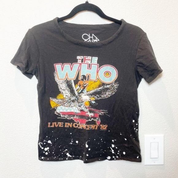 Chaser The Who Live In Concert 82 Graphic Tee XS Black Splatter Print 100% Cotto - Picture 4 of 7